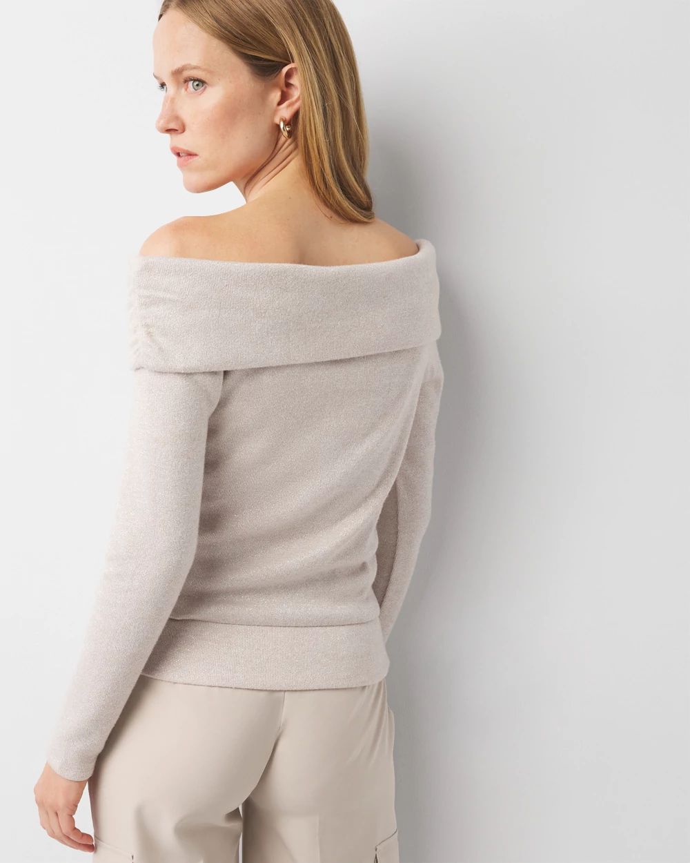 Off-The-Shoulder Glitter Top | White House Black Market